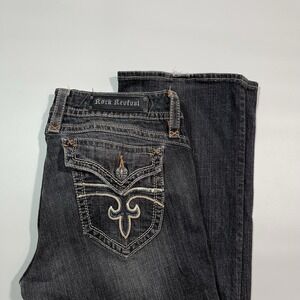 Rock Revival Black Gwen Easy Bootcut Jeans Size 32 (35x33)